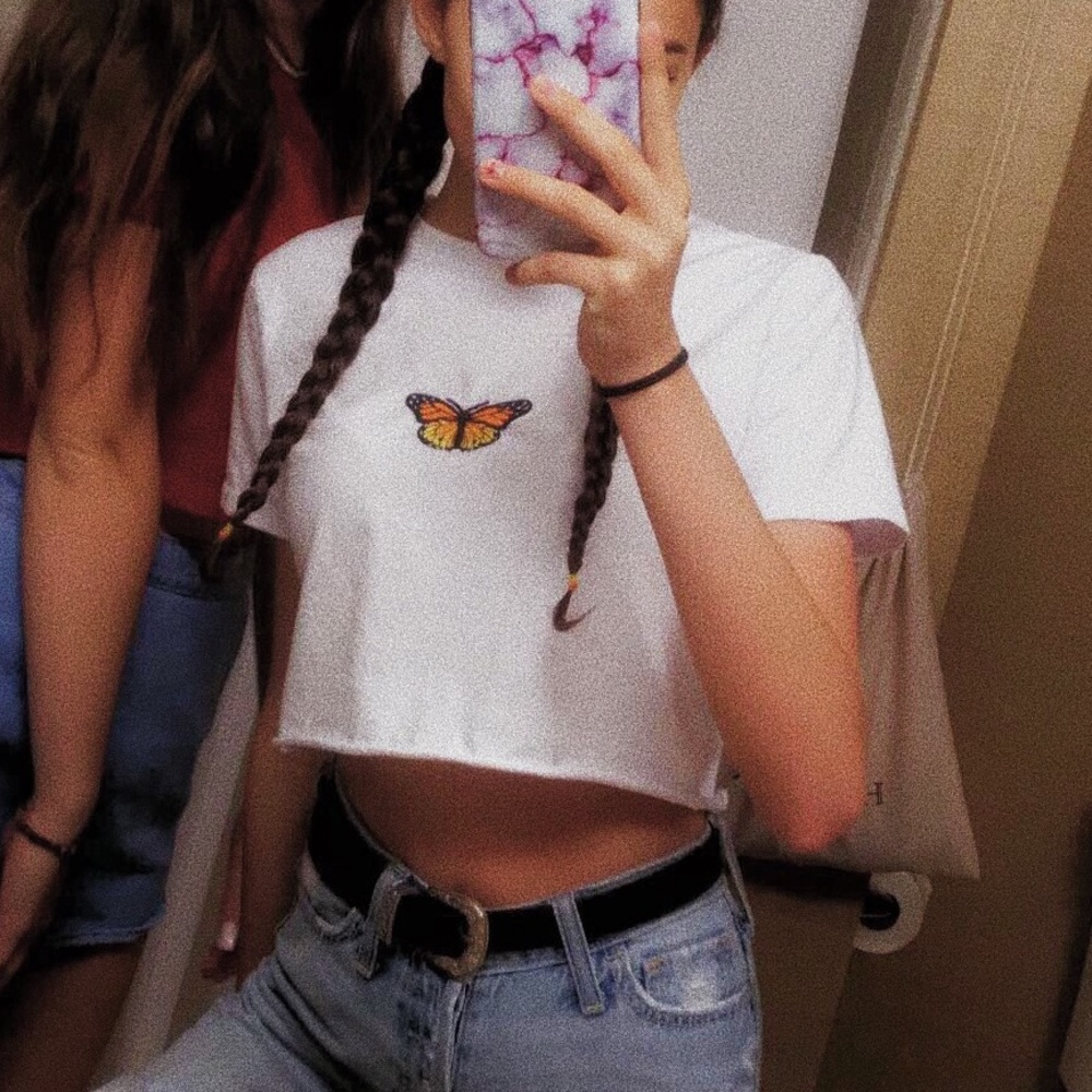 brandy melville butterfly cropped t-shirt